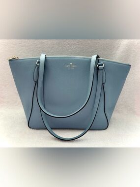 Kate Spade New York Large Dusty Blue Pebbled Leather Tote